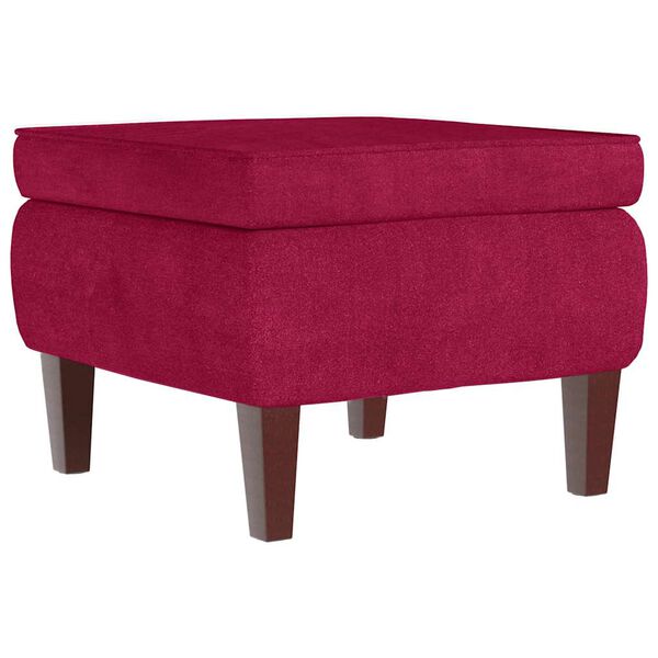 vidaXL Taburete con patas de madera terciopelo rojo tinto