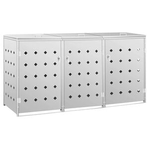 vidaXL Cobertizo para 3 contenedores de basura acero inoxidable 240 L