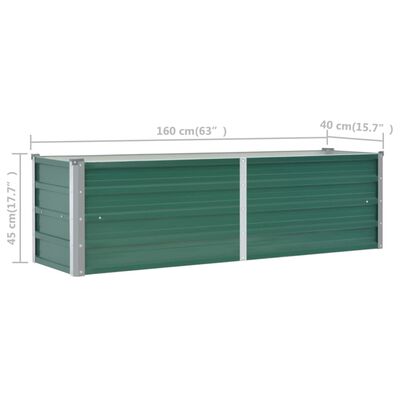 vidaXL Arriate de jardín de acero galvanizado verde 160x40x45 cm