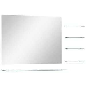 vidaXL Espejo de pared con 5 estantes plateado 80x60 cm