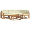 vidaXL Conjunto de sof&aacute;s de exterior con coj&iacute;n 5 pcs Natural y Crema