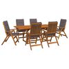vidaXL Conjunto de comedor exterior con parasol 8 uds. 6 plaza