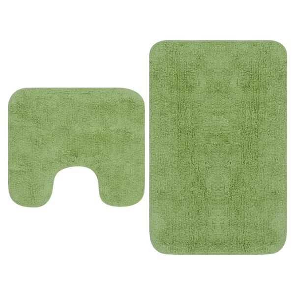 vidaXL Conjunto de alfombrillas de ba&ntilde;o de tela 2 piezas verde