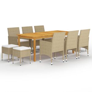 vidaXL Juego de comedor de jard&iacute;n de 11 piezas beige