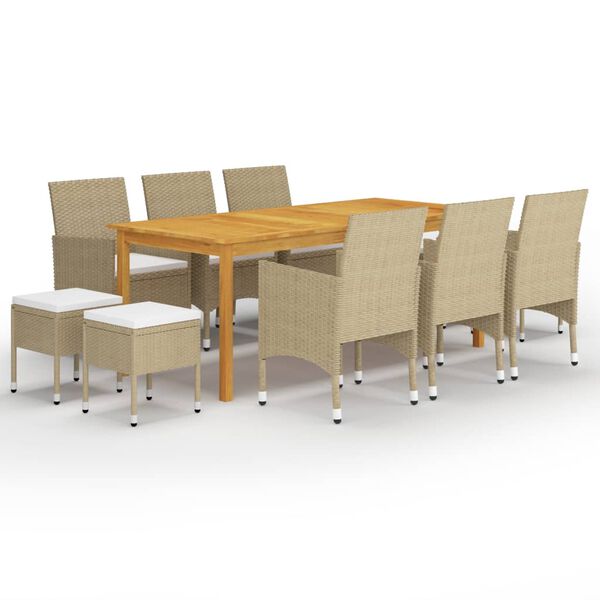 vidaXL Juego de comedor de jard&iacute;n de 11 piezas beige