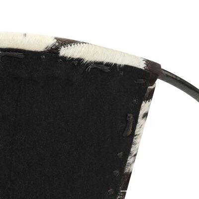 vidaXL Silla con estampado de rombos de cuero auténtico negro