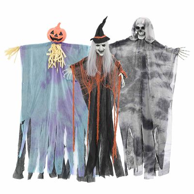 3 fantasmas colgantes de Halloween multicolor 61 x 97 cm