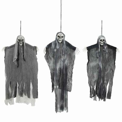 3 fantasmas colgantes de Halloween negros 66 x 110 cm