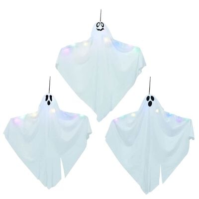 3 fantasmas colgantes de Halloween blancos 52 x 62 cm