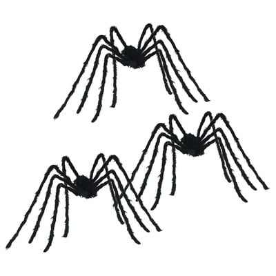 Decoración de araña de Halloween 3 uds. negra 200 cm