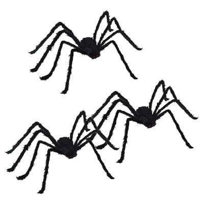 Decoración de araña de Halloween 3 uds. negra 150 cm