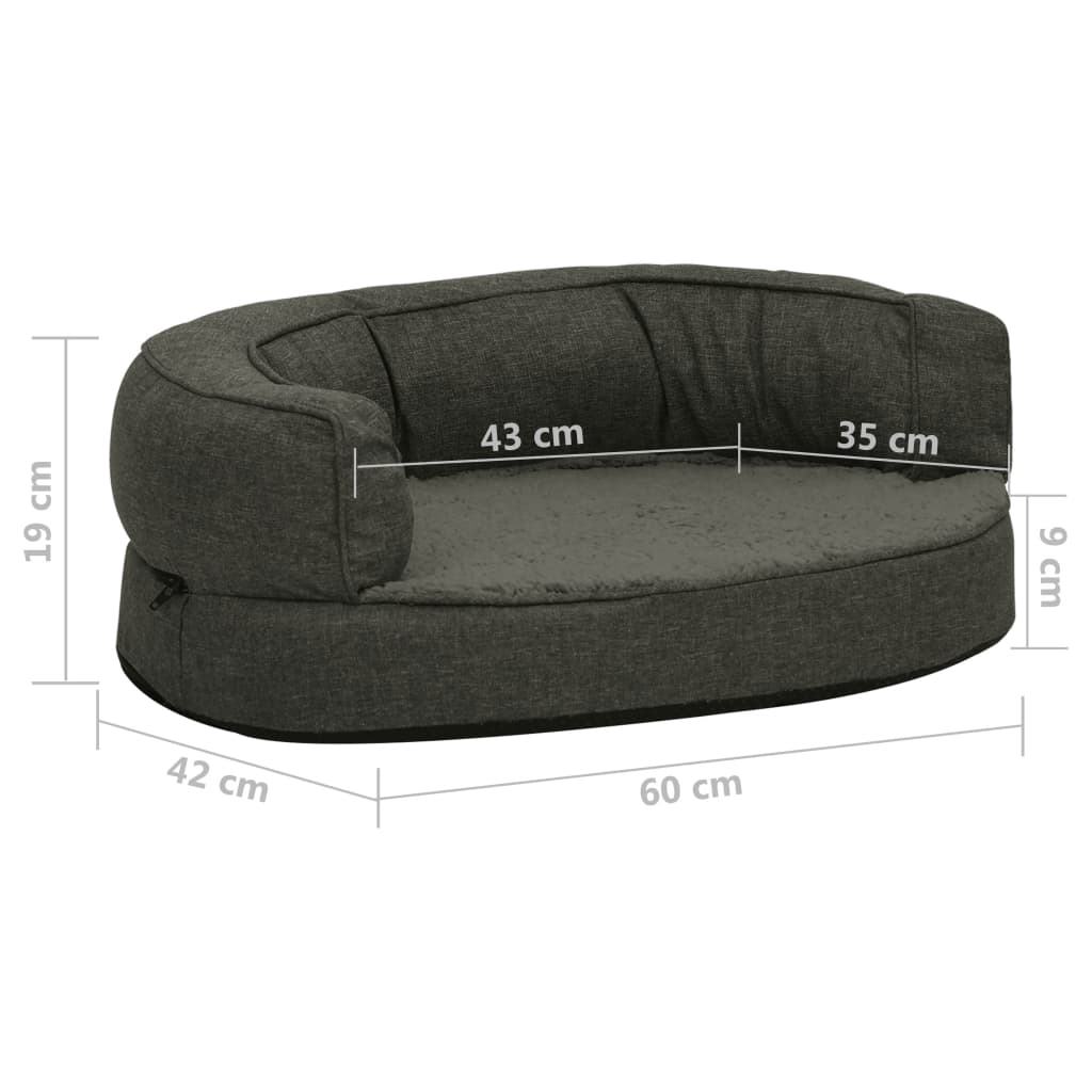 vidaXL Colchón para cama de perro ergonómico gris oscuro 60x42cm