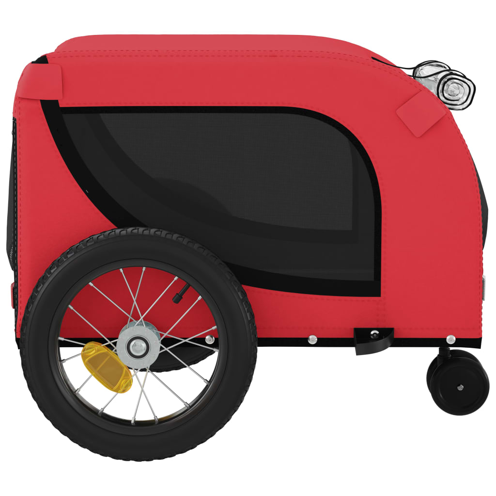 vidaXL Remolque de bicicleta mascotas hierro tela Oxford rojo negro
