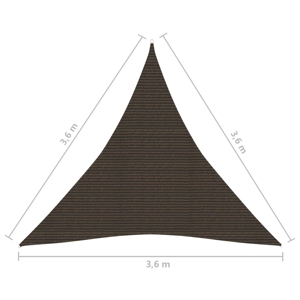 vidaXL Toldo de vela marrón HDPE 160 g/m² 3,6x3,6x3,6 m