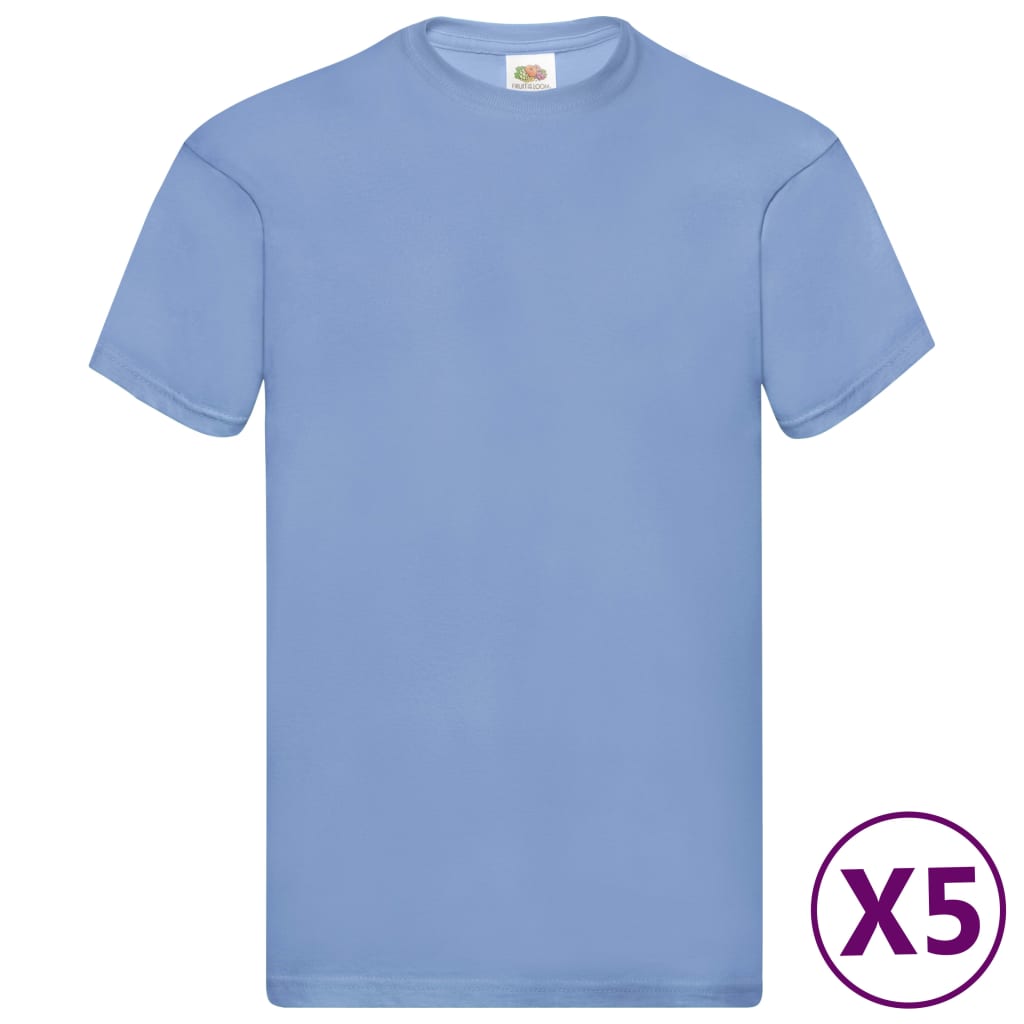 Fruit of the Loom Camisetas originales 5 uds azul claro 3XL algodón