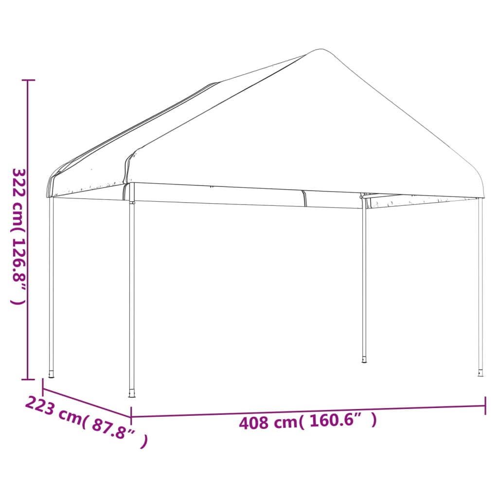 vidaXL Cenador con techo polietileno blanco 4,08x2,23x3,22 m