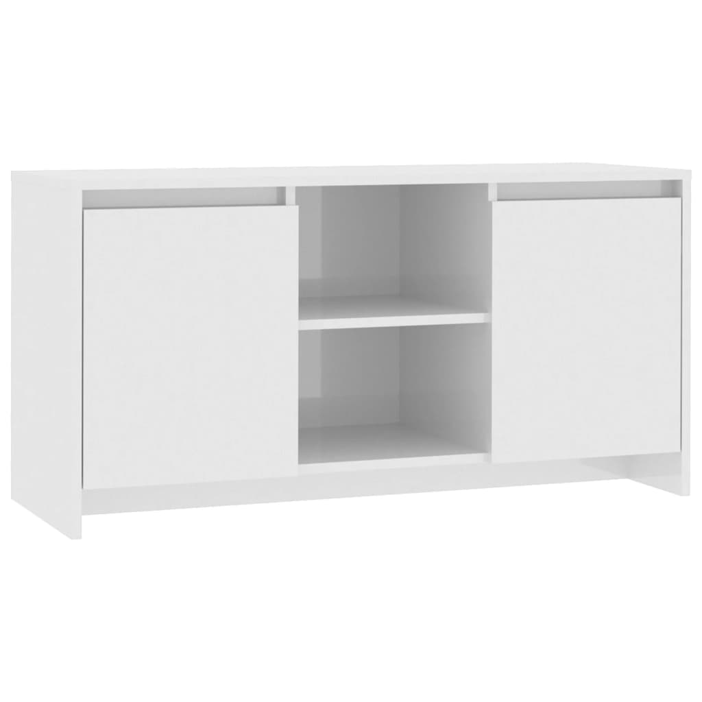 vidaXL Mueble de TV madera contrachapada blanco brillo 102x37,5x52,5cm