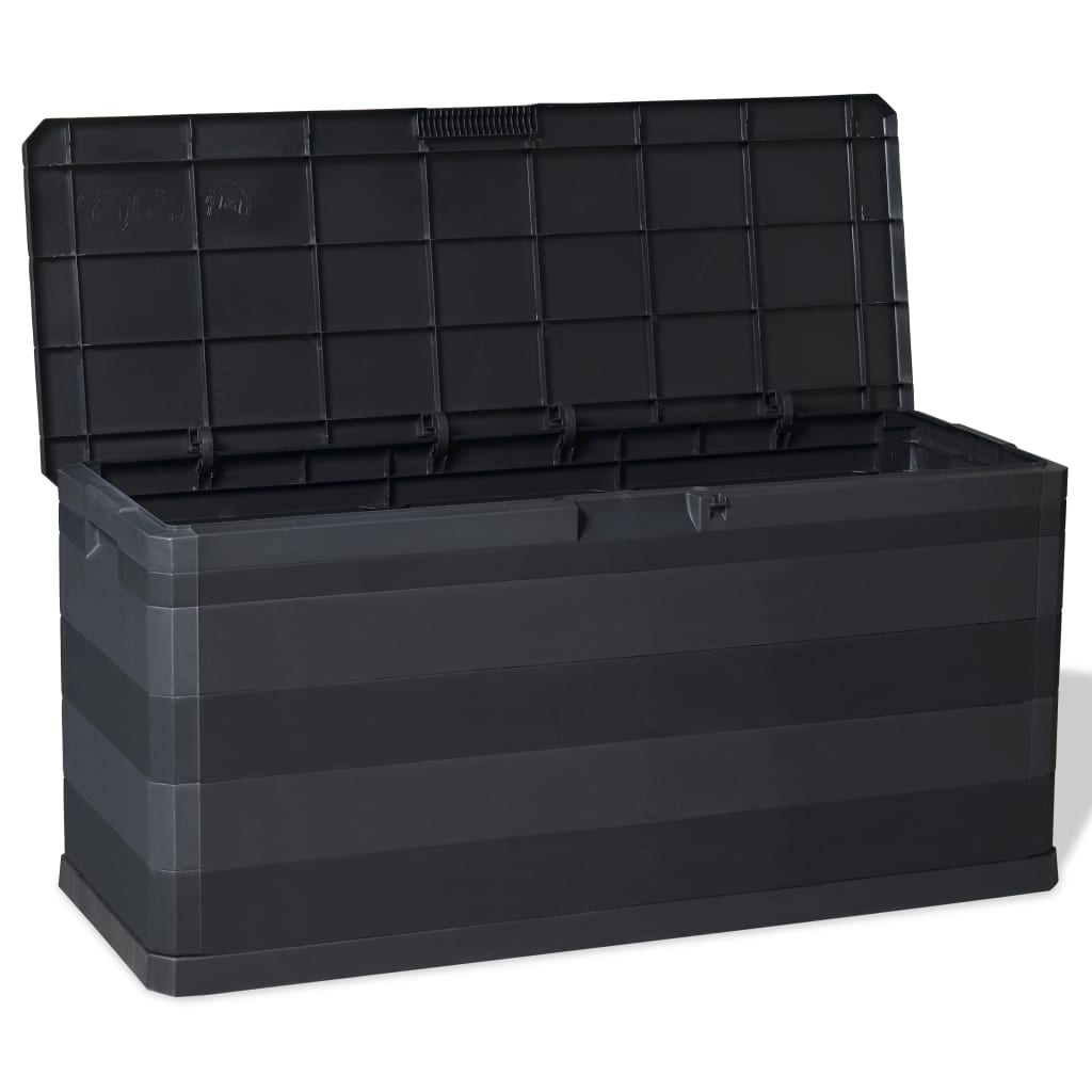 vidaXL Caja de almacenamiento de jardín negra 117x45x56 cm