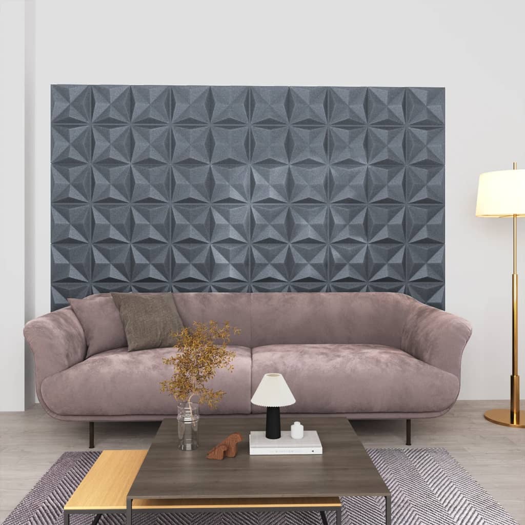 vidaXL Paneles de pared 3D 24 unidades gris origami 6 m² 50x50 cm