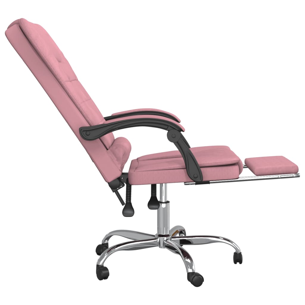 vidaXL Silla de oficina reclinable con masaje terciopelo rosa