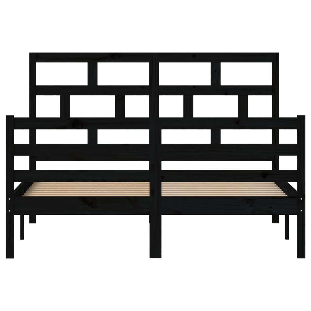 vidaXL Estructura de cama de madera maciza de pino negro 140x200 cm