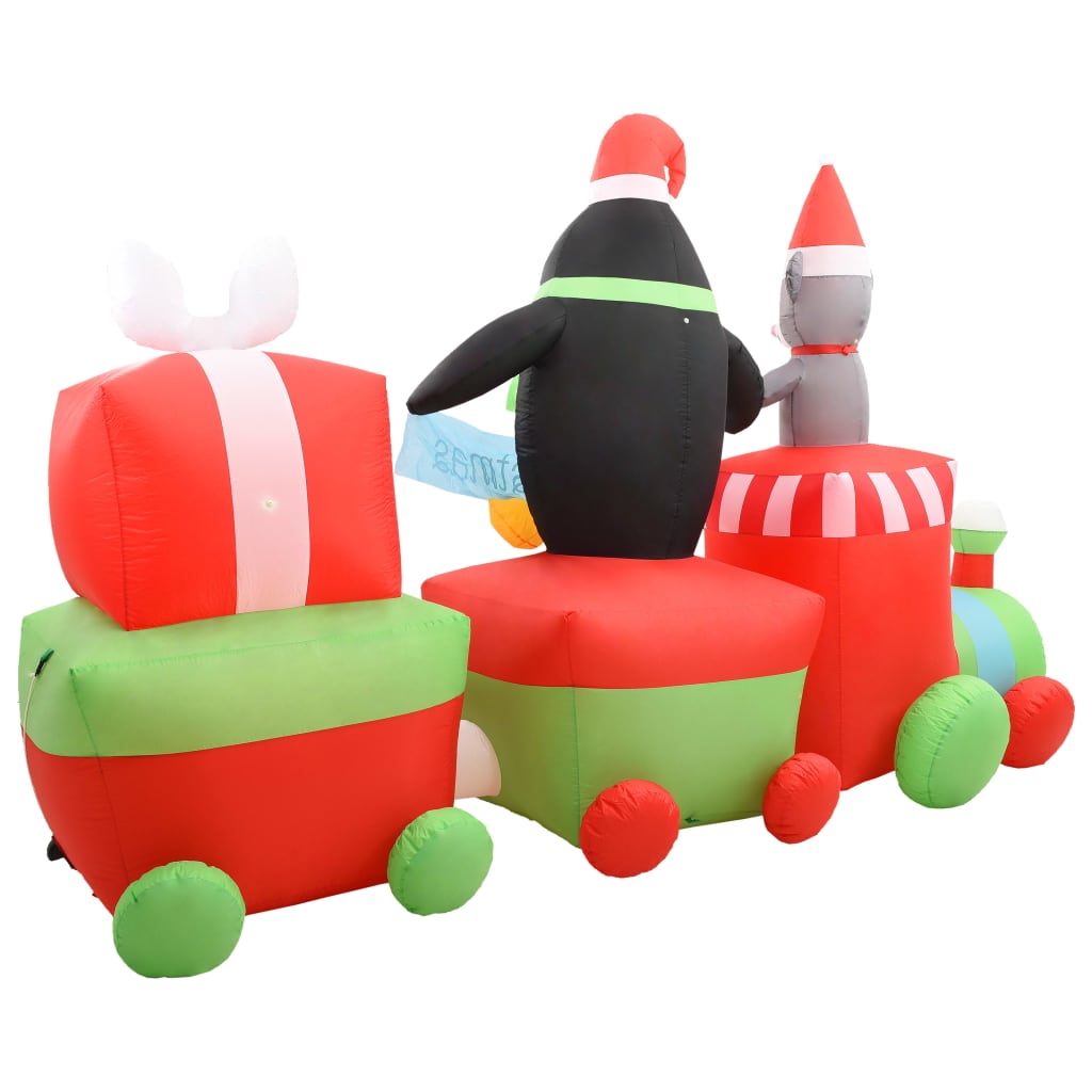 vidaXL Pingüino y ratón inflable en tren de Navidad LED IP44 350 cm