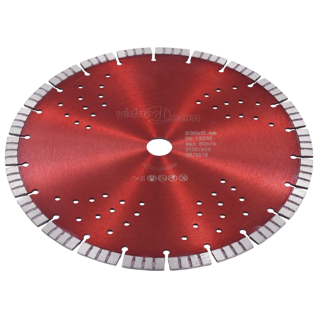 vidaXL Disco de corte de diamante con turbo y agujeros acero 300 mm