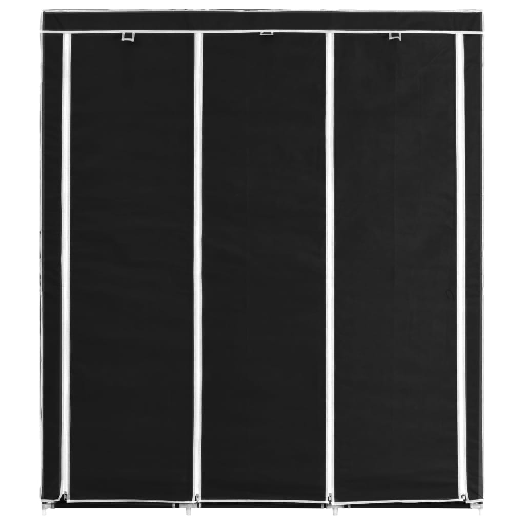 vidaXL Armario con compartimentos y varillas tela negro 150x45x175 cm