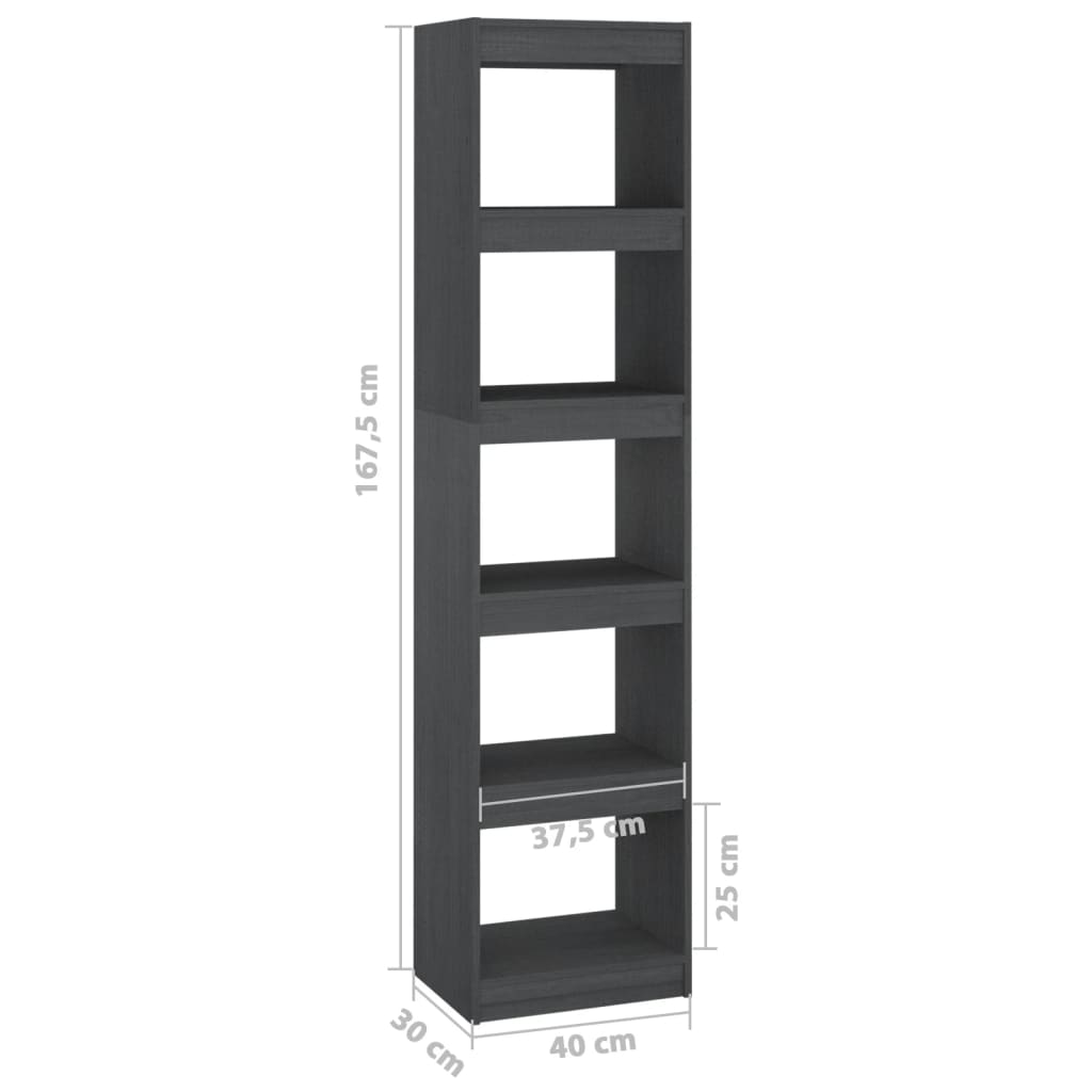 vidaXL Estantería/divisor de espacios madera pino gris 40x30x167,5 cm