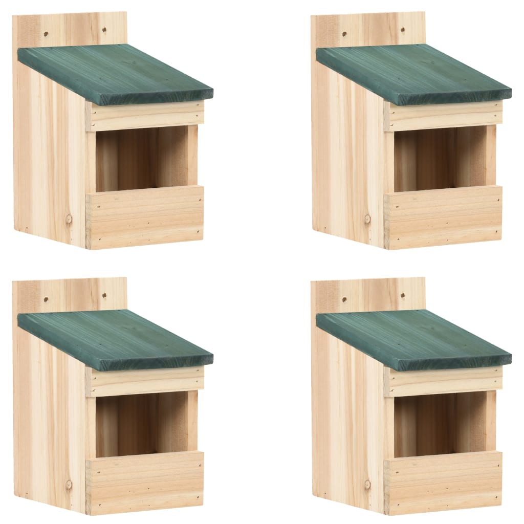 vidaXL Casa para pájaros 4 unidades madera de abeto 12x16x20 cm