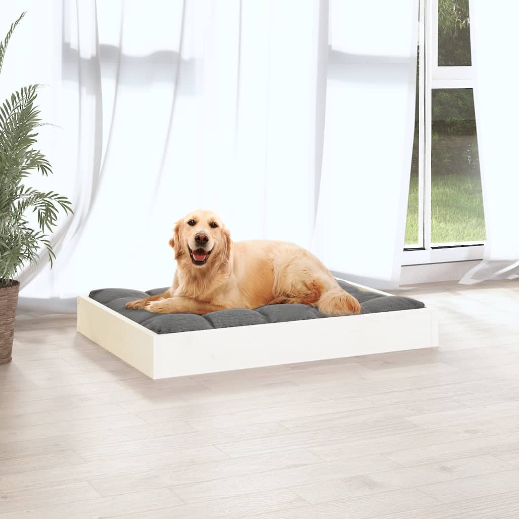 vidaXL Cama para perros madera maciza de pino blanco 71,5x54x9 cm