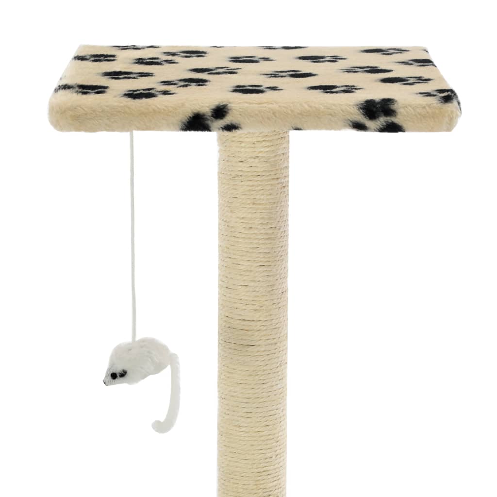 vidaXL Rascador para gatos con poste de sisal 95 cm huellas beige