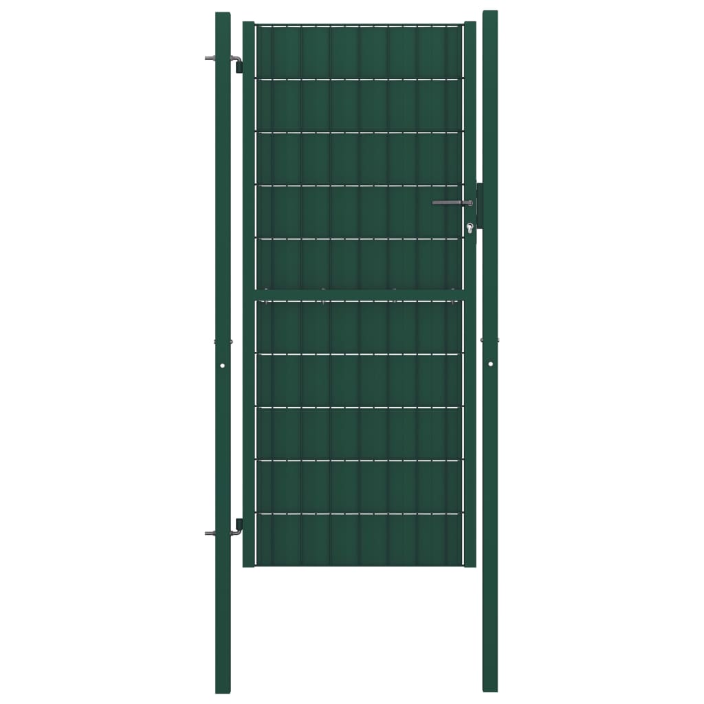 vidaXL Puerta de valla de PVC y acero verde 100x124 cm