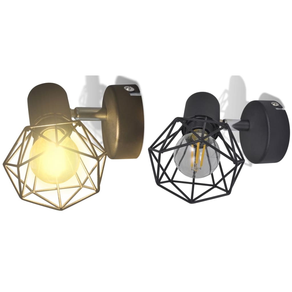 vidaXL Apliques bombilla filamento LED estilo industrial 2 uds negro