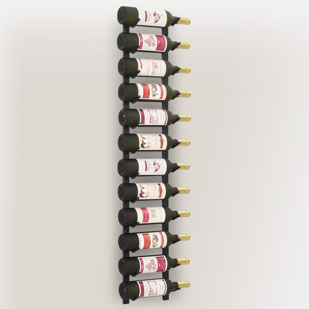 vidaXL Botellero de pared para 12 botellas hierro negro