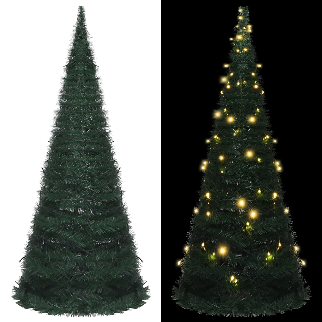 vidaXL Árbol de Navidad emergente preiluminado con luces verde 210 cm