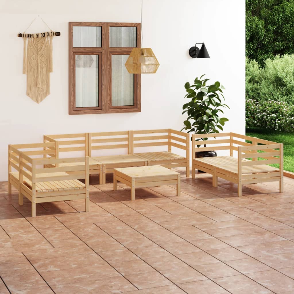 vidaXL Juego de muebles de jardín 8 piezas madera maciza de pino