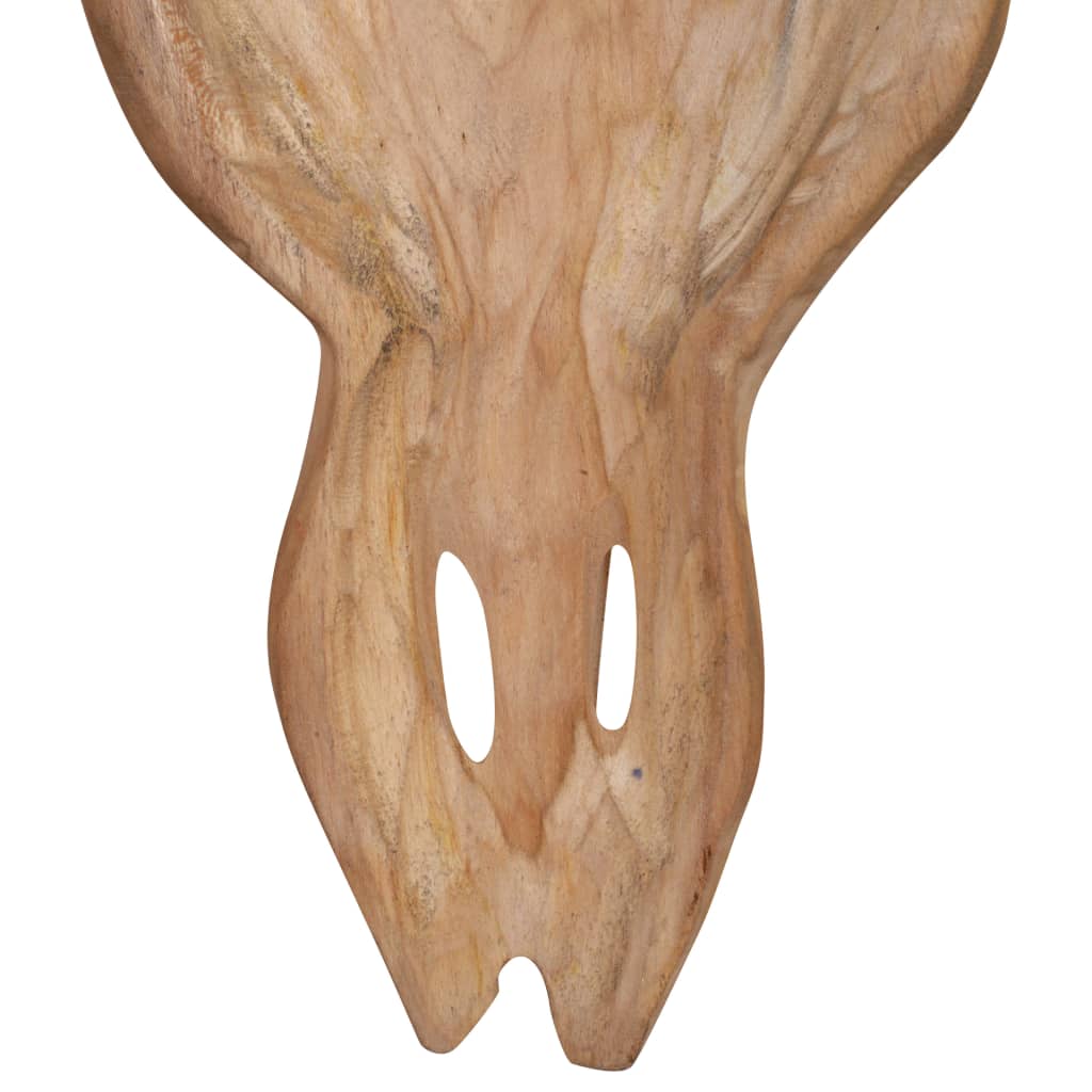 vidaXL Escultura de cráneo de toro de pared de teca 69x6x60 cm