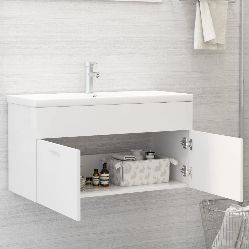 vidaXL Armario para lavabo madera contrachapada blanco 90x38,5x46 cm