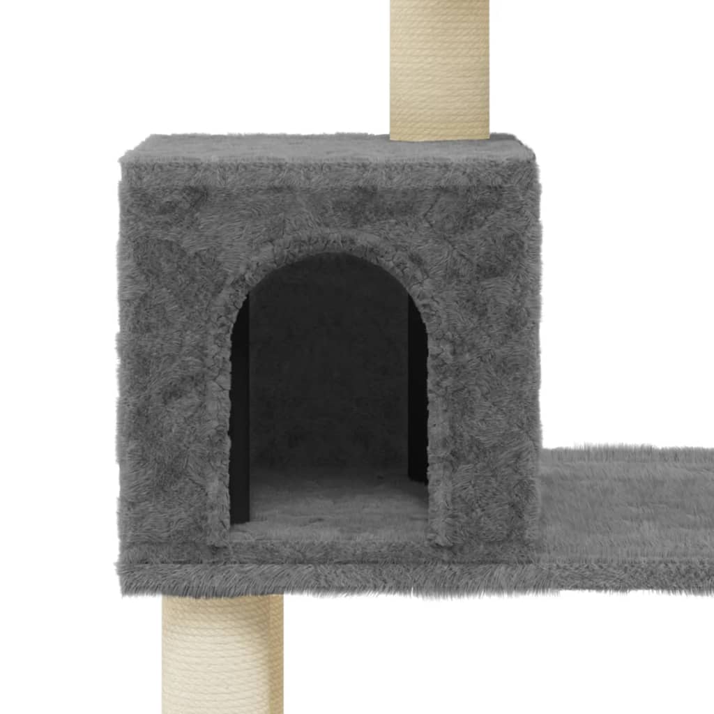 vidaXL Rascador para gatos con postes de sisal gris oscuro 147 cm