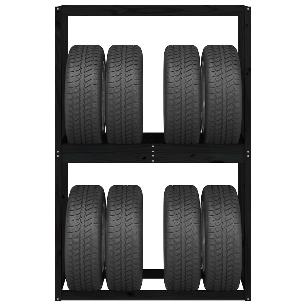 vidaXL Soporte neumáticos madera maciza de pino negro 120x40x180 cm
