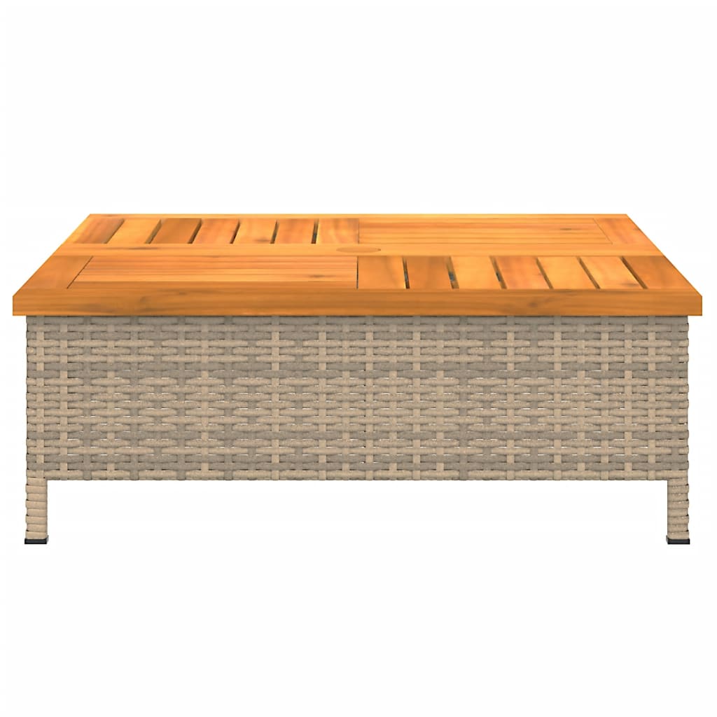 vidaXL Mesa de jardín ratán y madera de acacia beige 70x70x25 cm
