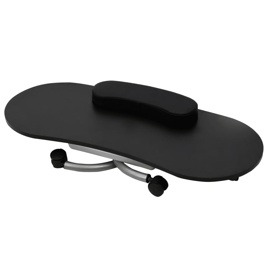 vidaXL Mesa de manicura plegable con ruedas negra