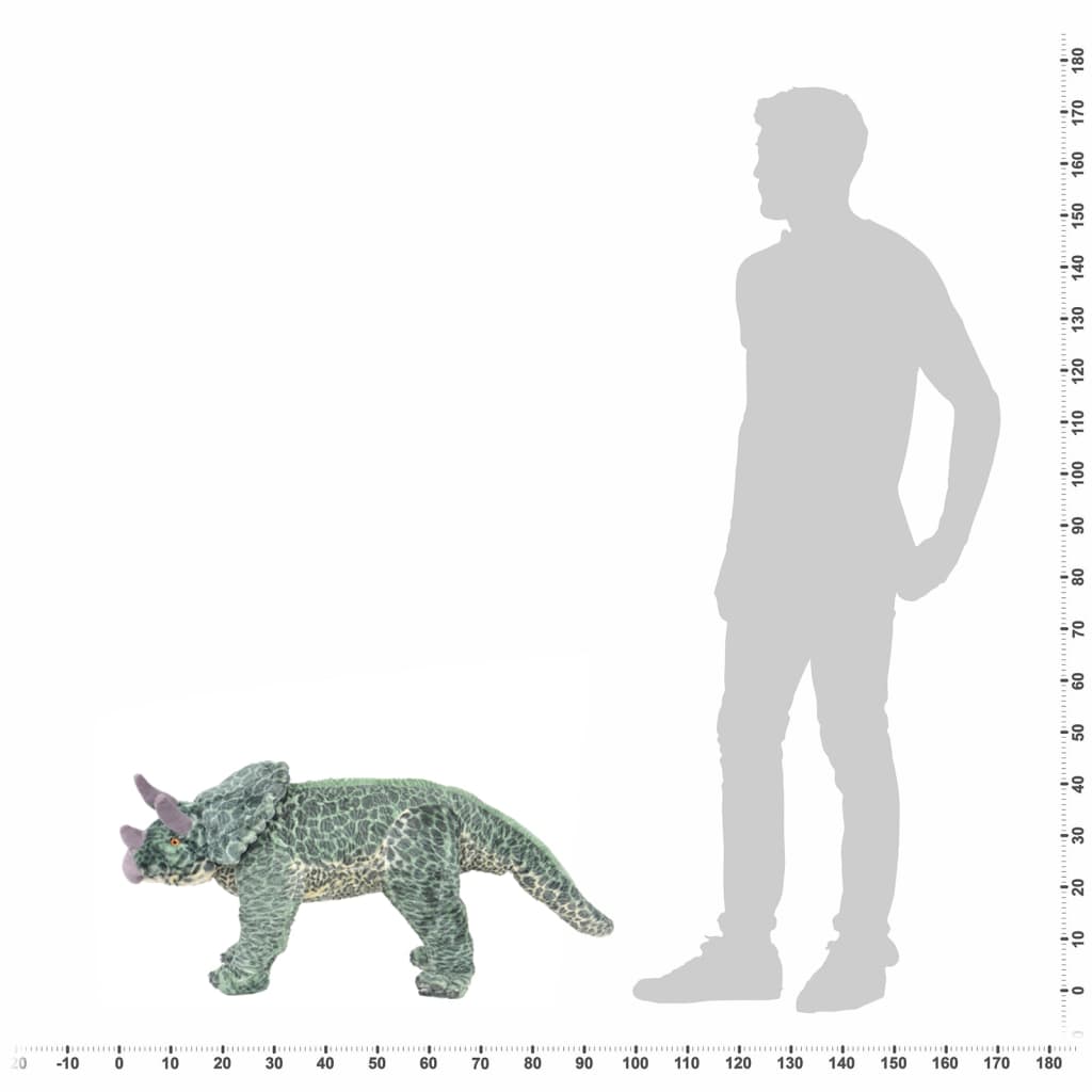 vidaXL Dinosaurio triceratops de peluche de pie verde XXL