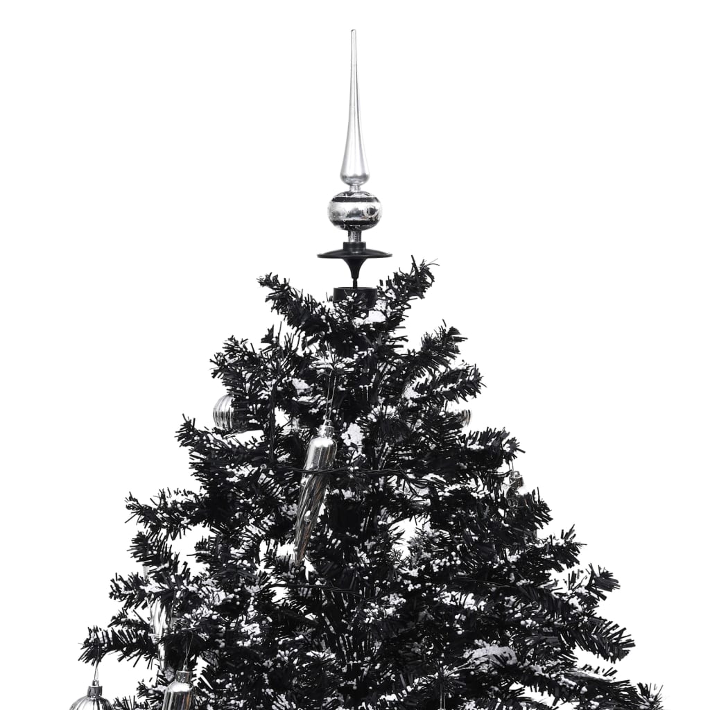 vidaXL Árbol de Navidad con nieve y base de paraguas PVC negro 190 cm