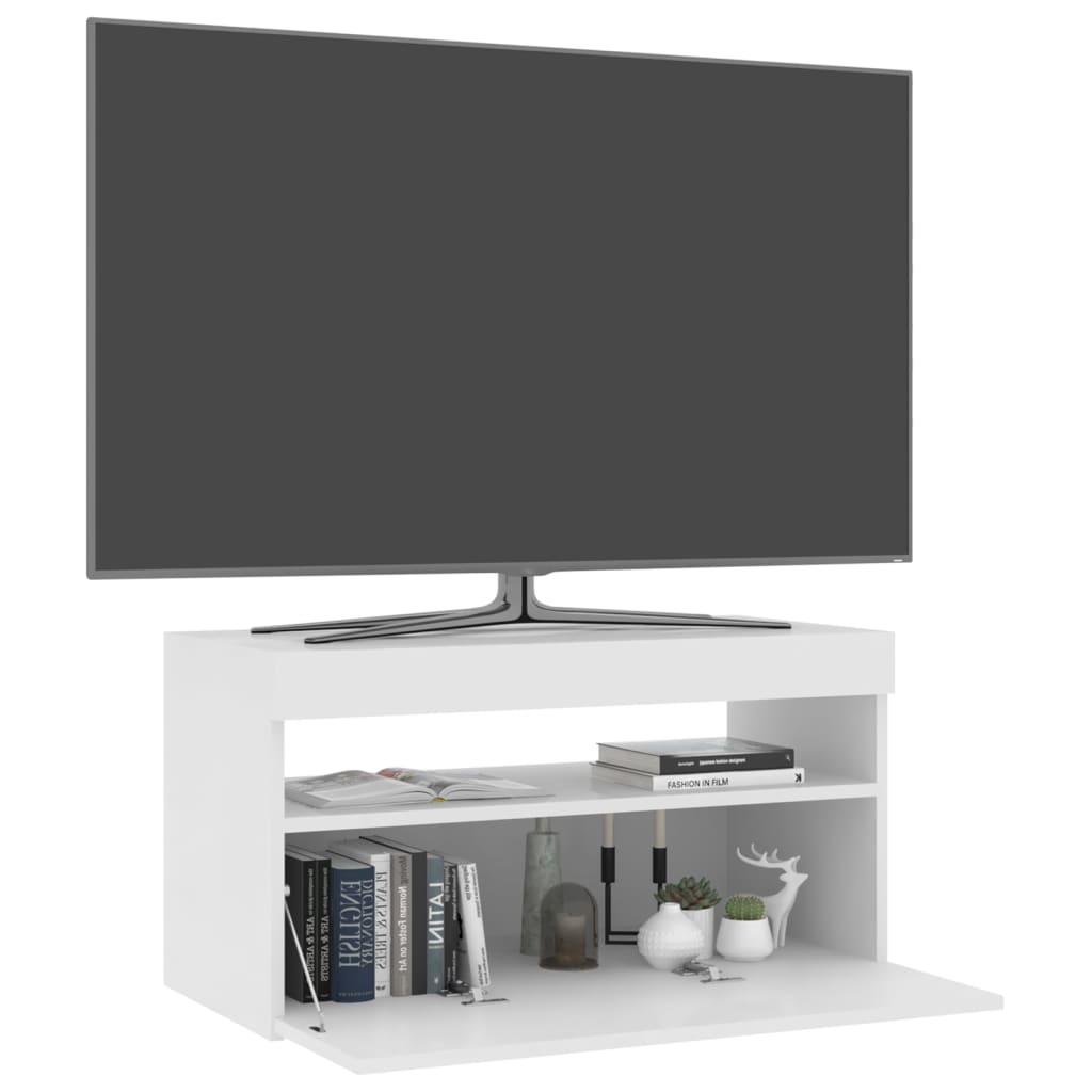 vidaXL Mueble de TV con luces LED blanco brillante 75x35x40 cm