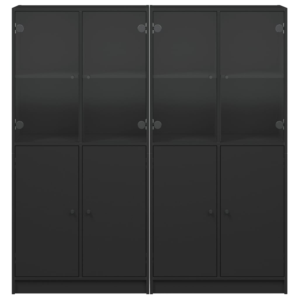 vidaXL Estantería con puertas madera de ingeniería negro 136x37x142 cm