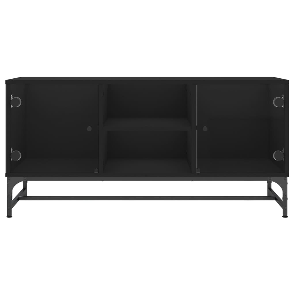 vidaXL Mueble de TV con puertas de vidrio negro 102x37x50 cm