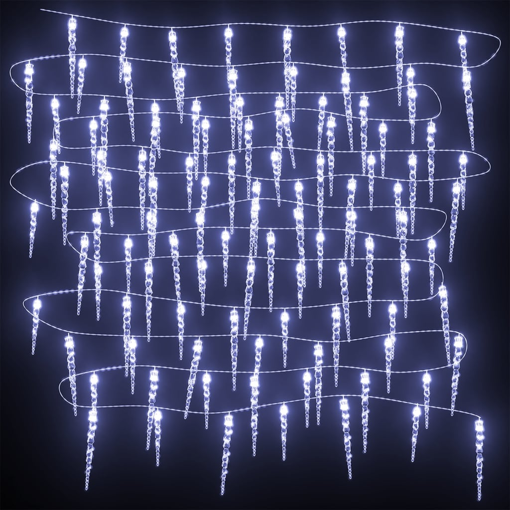 vidaXL Luces carámbano Navidad 200 LED blanco frío acrílico PVC 20 m
