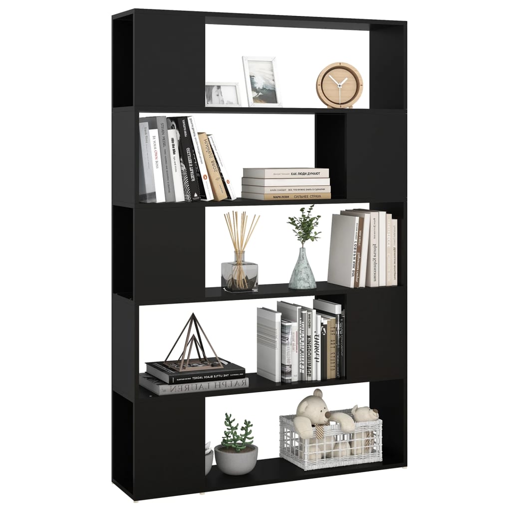 vidaXL Librería separador madera contrachapada negro 100x24x155 cm